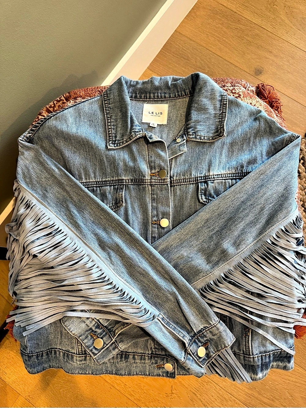 LE LIS Fringe Denim Jacket- Medium